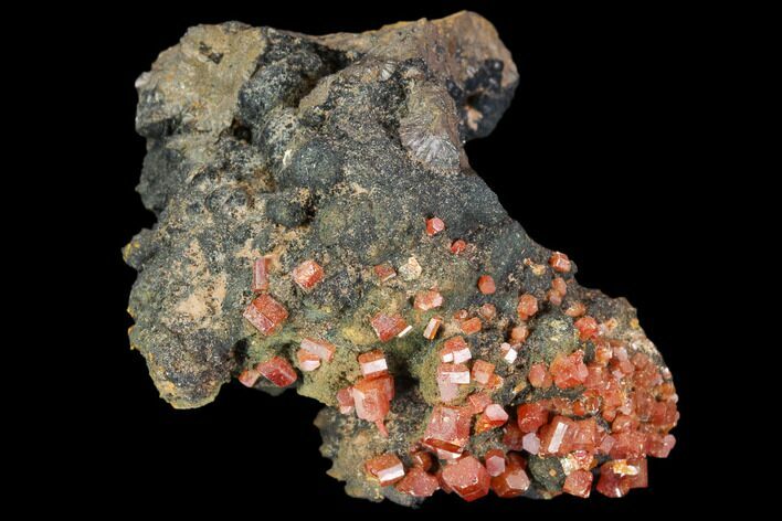 Red Vanadinite Crystals On Manganese Oxide - Morocco #103581